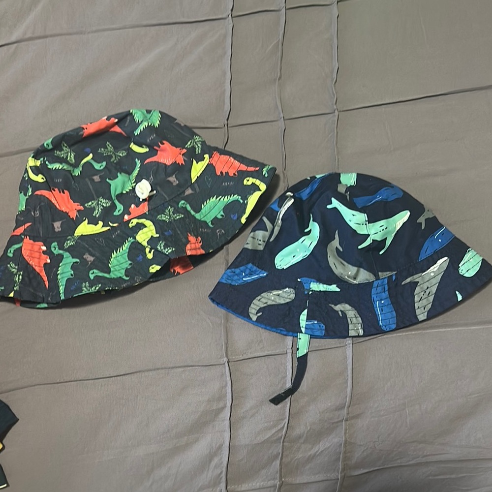 Kids Dinosaur and Whale Print Bucket Hats